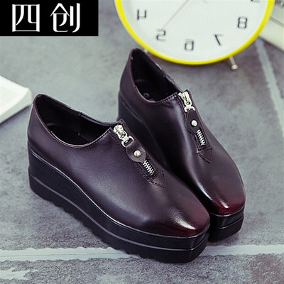 坡跟鞋高跟鞋松糕鞋休閑鞋個(gè)性潮鞋2017春秋新款低幫鞋單鞋女鞋子黑色36標(biāo)準(zhǔn) 四創(chuàng)坡跟單鞋型號(hào)【價(jià)格 圖片 品牌 報(bào)價(jià)】-蘇寧易購(gòu)四創(chuàng)服飾鞋帽樸云專營(yíng)店